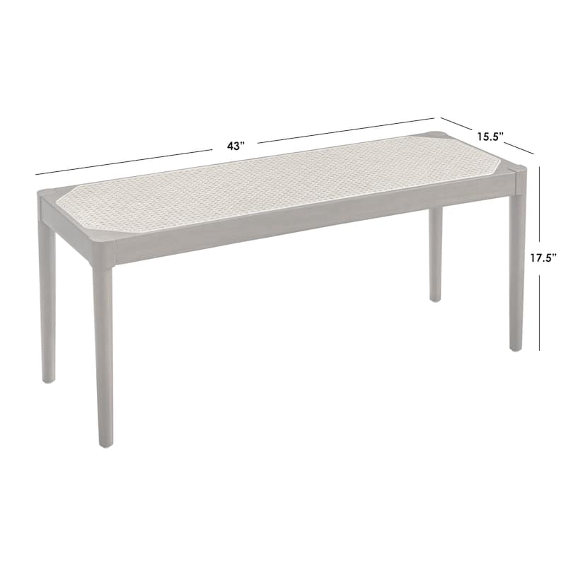 Simple Living Newington Solid Wood Bench with Cane Seat