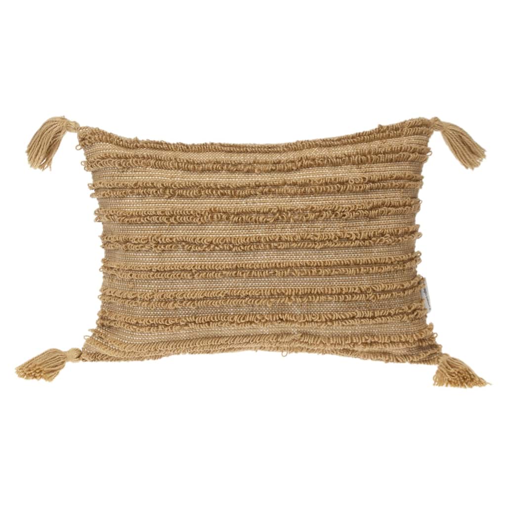 Boho Rectangular Throw Pillow with Tassels - 20" - Brown