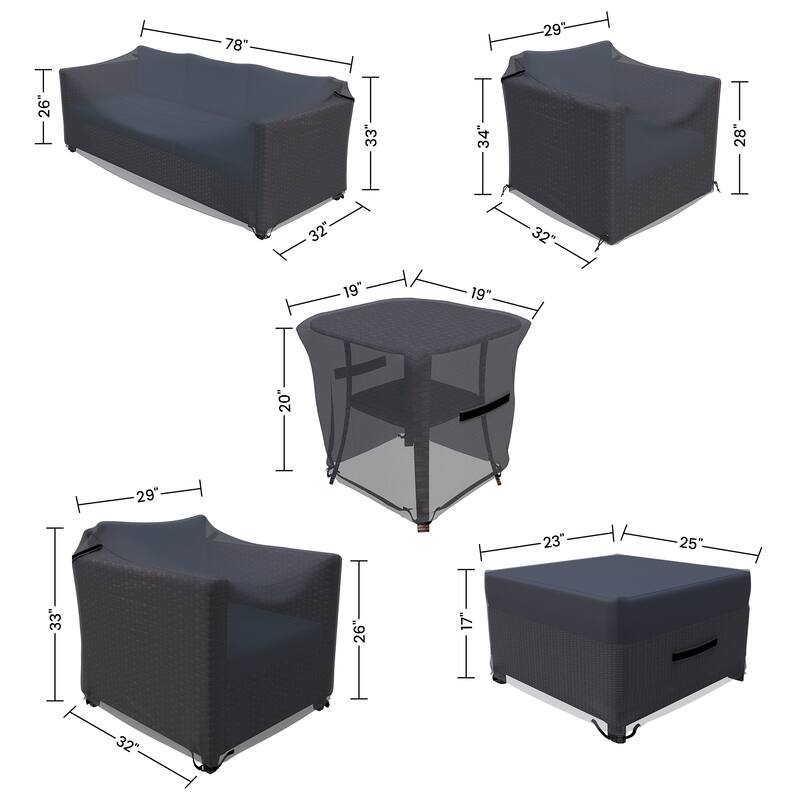 Forever Patio Outdoor Wicker Sofa Seating Group Furniture Cover Set (Set of 8) - 30 x 77 x 33