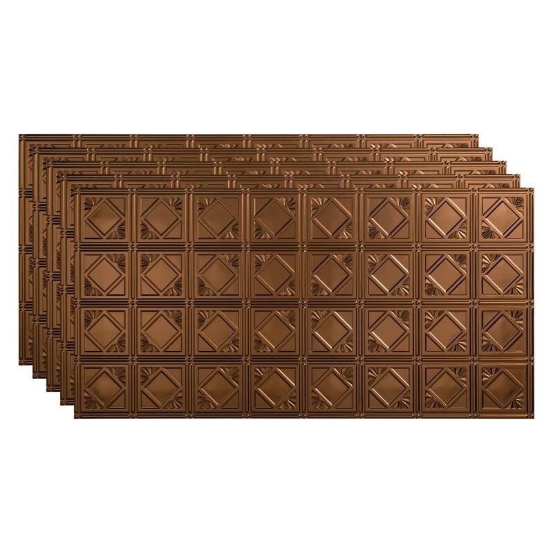 FASÄDE Traditional Style 4 Decorative Vinyl 2ft x 4ft Glue Up Ceiling Panel in Oil Rubbed Bronze (5 Pack) - 5 Pack - Oil Rubbed Bronze