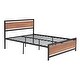 preview thumbnail 6 of 18, Full Size Platform Bed, Metal and Wood Bed Frame with Headboard and Footboard, No Box Spring Needed, Under Bed Storage