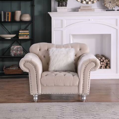 Morden Tufted Camel-back Velvet Chesterfield Armchair