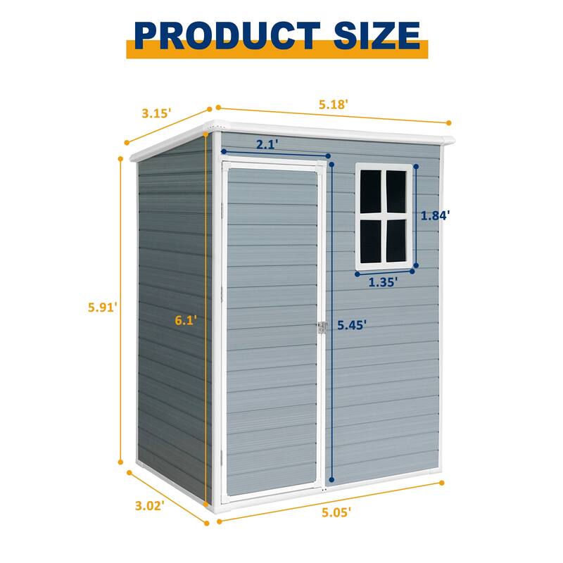 Tool Storage Shed with Lockable Door Weather-Resistant Resin Garden Shed, All-weather Durability for Outdoor