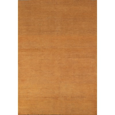Gold Gabbeh Modern Rug Hand-Knotted Tribal Wool Carpet - 3'11" x 5'10"