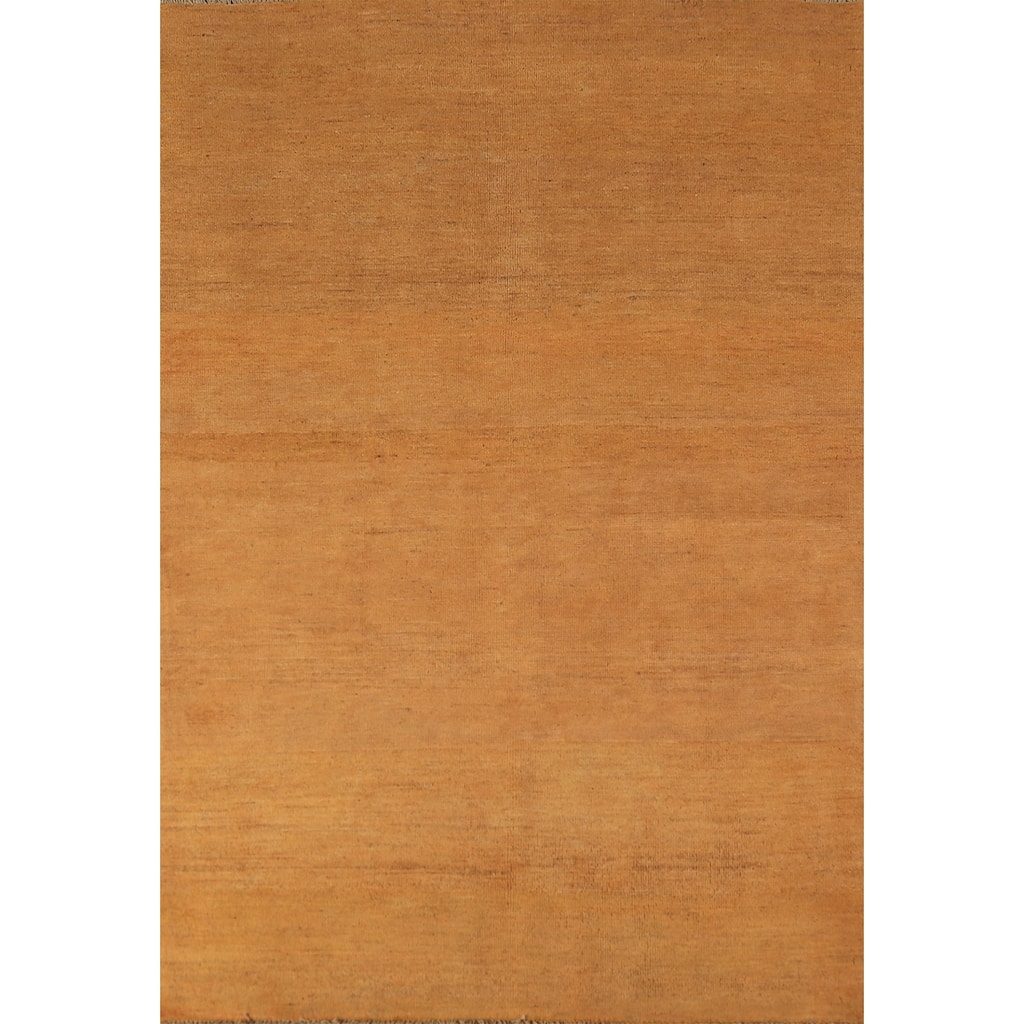 Gold Gabbeh Modern Rug Hand-Knotted Tribal Wool Carpet - 3'11" x 5'10"