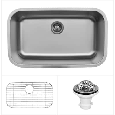 Karran Undermount Stainless Steel 31 in. Single Basin Kitchen Sink Kit