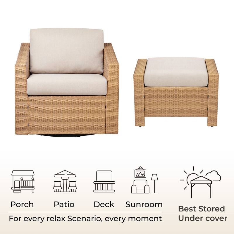 Oakley Outdoor Wicker Patio Furniture Swivel Chair