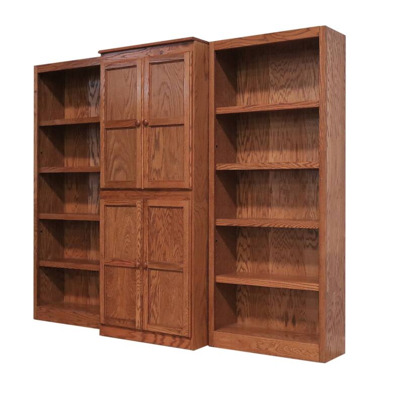 Concepts in Wood 15 Shelf Bookcase Wall with Doors, 72 inch Tall