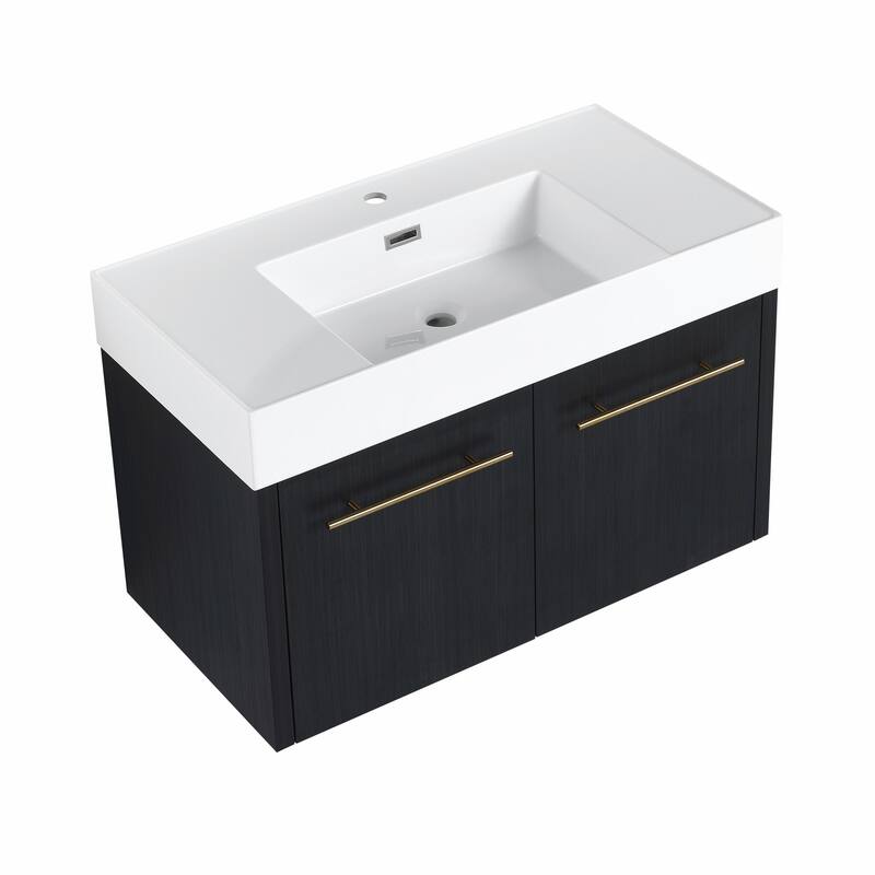 Wall-Mounted Bathroom Vanity with Thick-Edged Resin Basin Sink