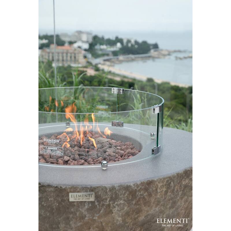 Elementi Boulder 45,000 BTU Concrete Propane Fire Table with Lava Rocks & Cover - 43.3 X 35 X 16.1
