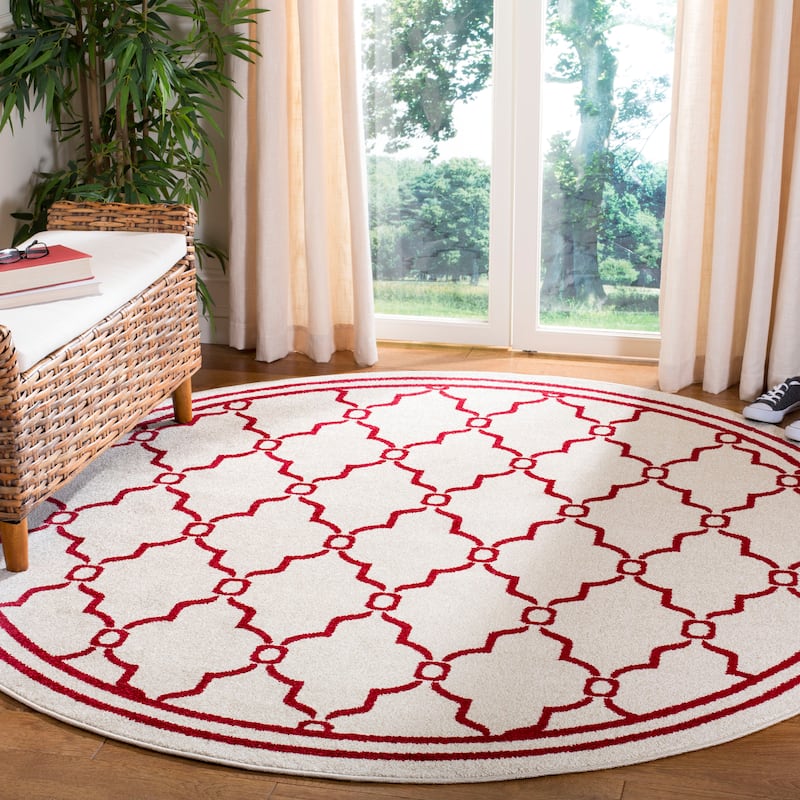 SAFAVIEH Amherst Nargis Modern Rug - 7' Round - Ivory/Red