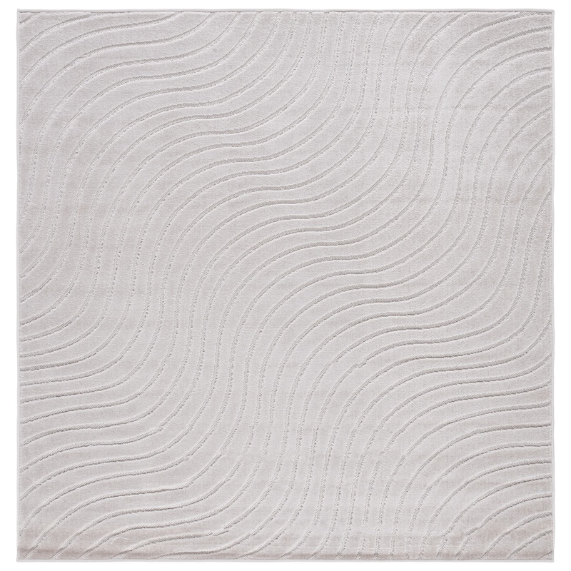 SAFAVIEH Stella John Washable Indoor/Outdoor Rug - Weather Resistant & Easy Cleaning - 6'7" Square - Ivory