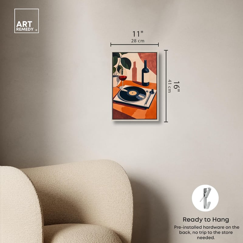 Vinyl and Wine Canvas by Art Remedy