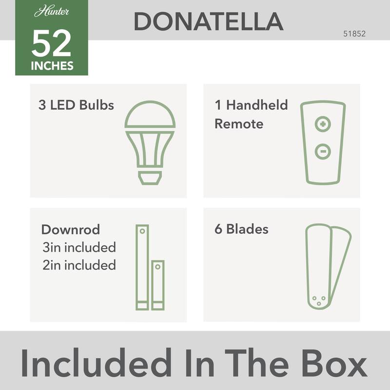 Hunter 52" Donatella Ceiling Fan with LED Light Kit and Handheld Remote - Transitional, Mid-Century, Modern