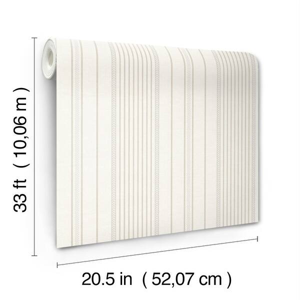 A-Street Prints Navarres Stripe Neutral Faux Linen Wallpaper
