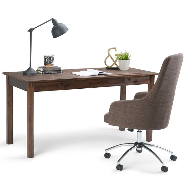 WYNDENHALL Garret SOLID ACACIA WOOD Rustic 60 inch Wide Desk in Distressed Charcoal Brown