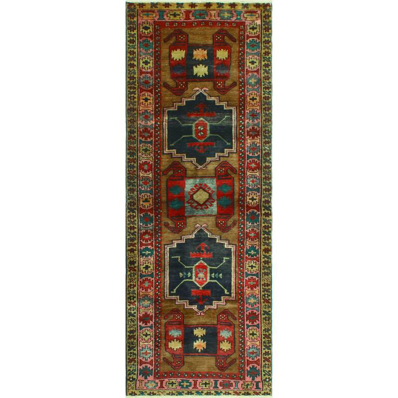 Fine Vintage Distressed Nuro Brown/Charcoal Runner - 3'5" x 9'6"