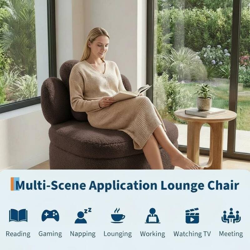 Modern Soft Toy Bear Accent Chair, Soft Boucle Upholstered Lounge Armchair