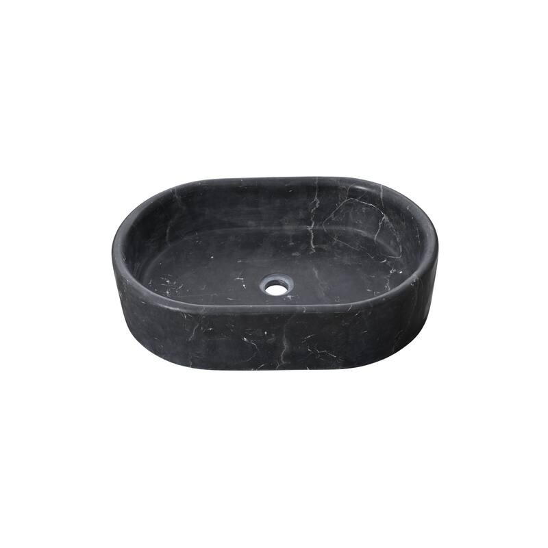 Roomfitters Marble Bathroom Vessel Sink, Natural Stone Countertop Wash Basin, Oval Matte Vanity Bowl, Dark Grey