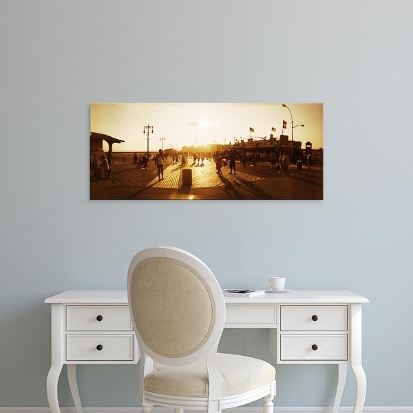 Easy Art Prints Panoramic Images's 'Tourists, Coney Island Boardwalk, Coney Island, Brooklyn, New York City' Canvas Art