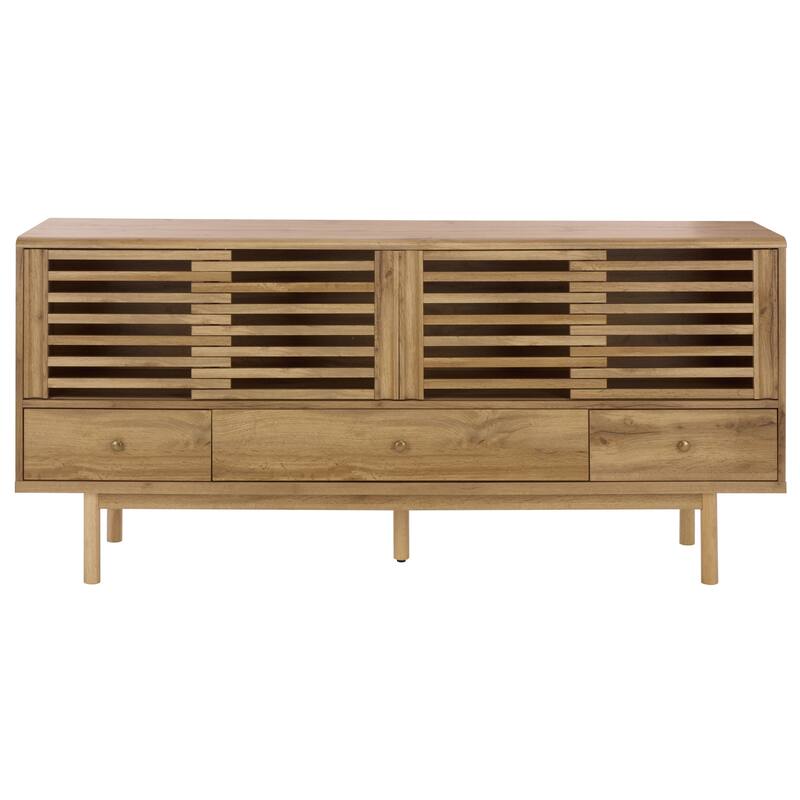 SAFAVIEH Home Adrin 3 Drawer Sideboard - 63"W x 17"D x 29"H - Oak/Brass