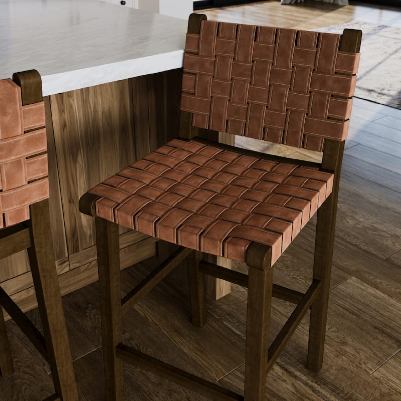Maven Lane Noah Kitchen Dining Stool with Vegan Leather