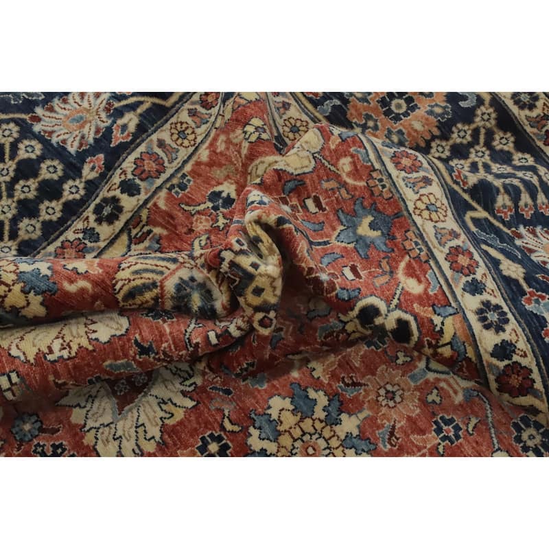 Hand Knotted Traditional Wool Orange Geometric Area Rug - 9' 11'' X 8' 1''