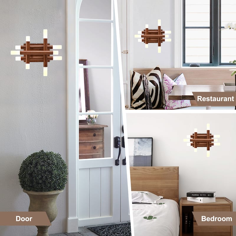 CurveCurio 13" Modern Wall Light Adjustable Color Temperature, Dimmable LED and Remote Control in Elegant Willow Wood Finish