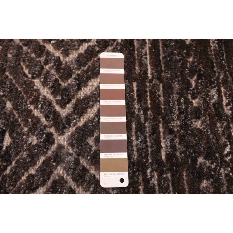 ECARPETGALLERY Hand-knotted Tangier Dark Brown Wool Rug - 5'5 x 7'8