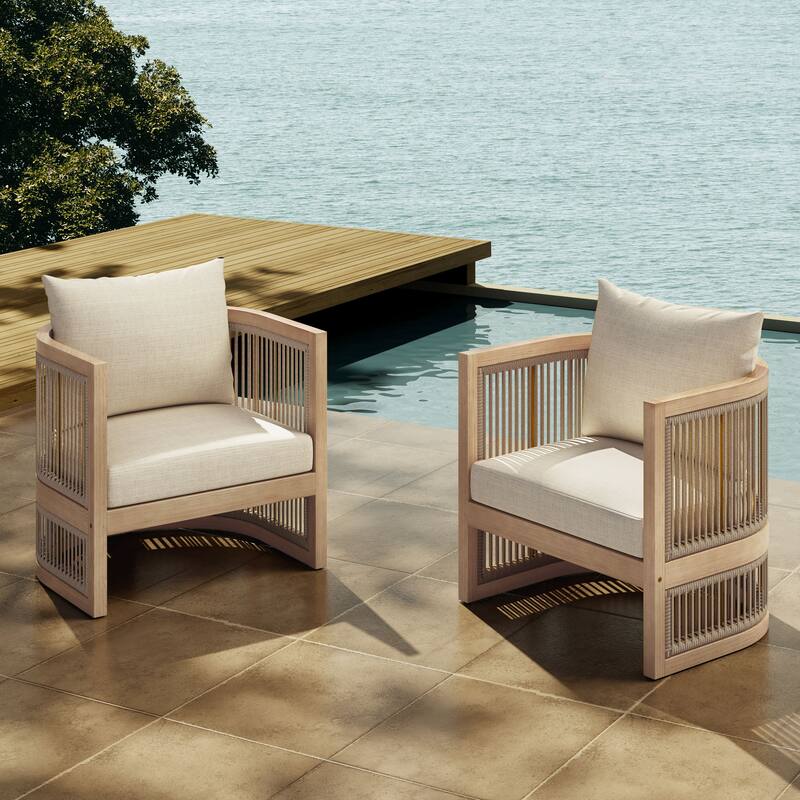 Christopher Knight Home- Xanthe Acacia Wood Patio Rope Club Chair