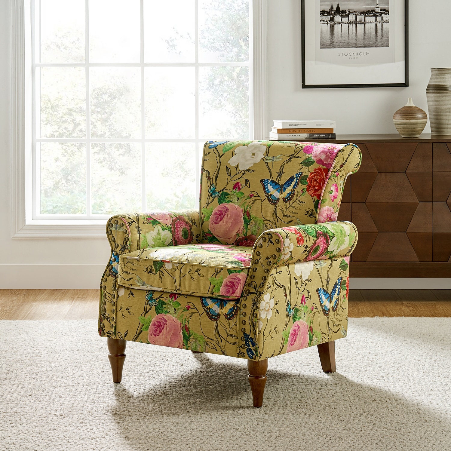 Accent chair with shop nailhead trim
