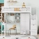 preview thumbnail 2 of 7, White Full Pine Loft Bed with Bookshelf, Drawers, Desk, Wardrobe, Storage Stair