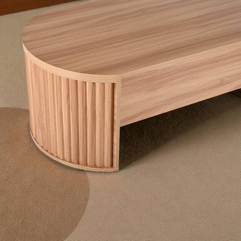 47.2'' Modern Oval Lift-Top Coffee Table with Hidden Storage Compartment, Wooden Center Table for Living Room