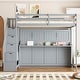 preview thumbnail 3 of 24, Full Over Full Size Murphy Bed with Hydraulic Lift & Desk Design Grey - Full
