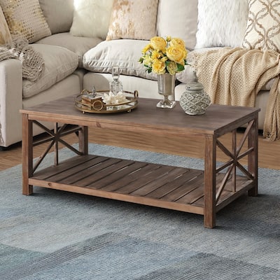 47 Inch Modern Coffee Table with Storage Shelf