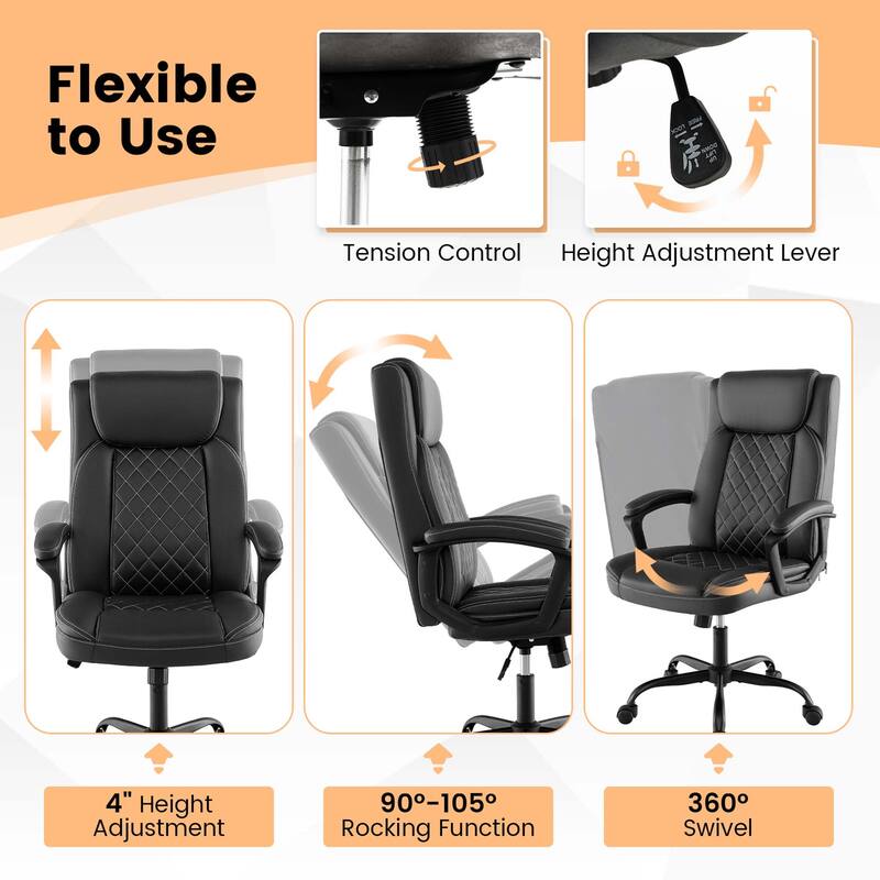Adjustable Office Chair Ergonomic Executive Chair with Padded Headrest