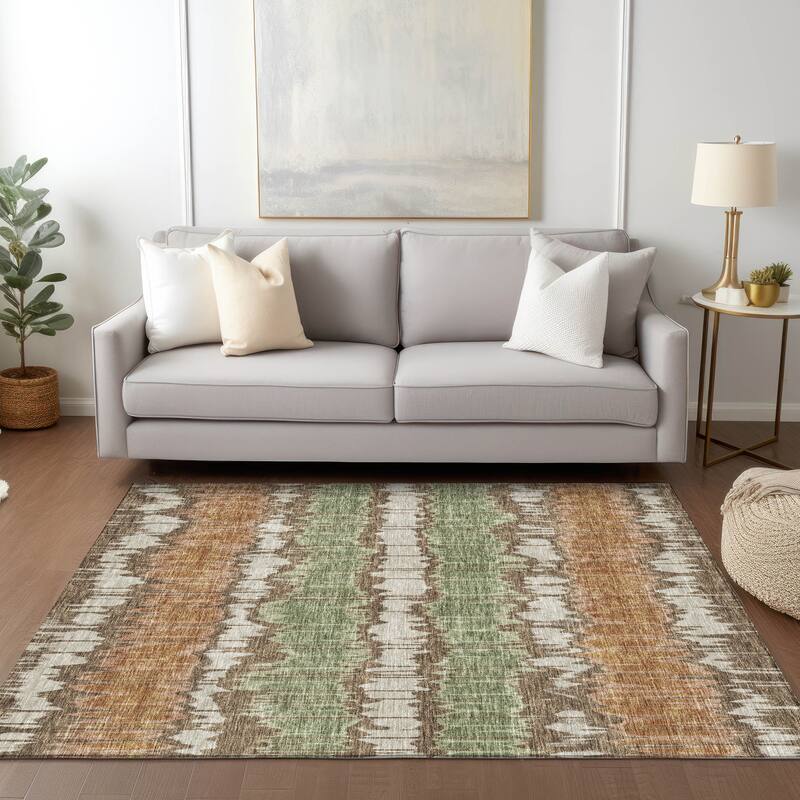Machine Washable Indoor/ Outdoor Chantille Abstract Ombre Rug