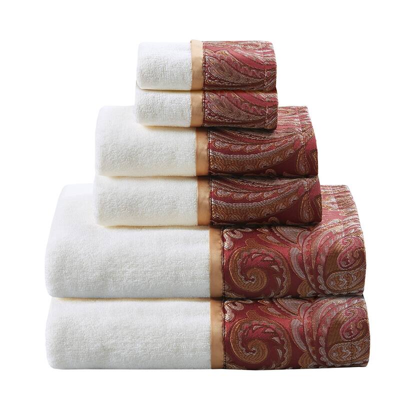 6-Piece Cotton Jacquard Towel Set - N/A