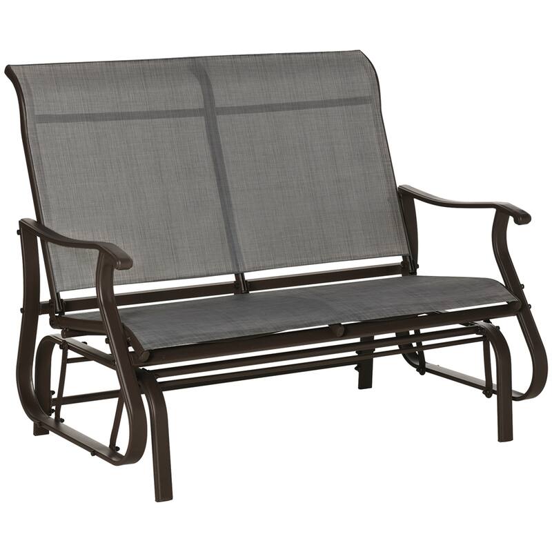 Outdoor Patio Glider Bench Loveseat Chair w/ Powder Coated Steel Frame