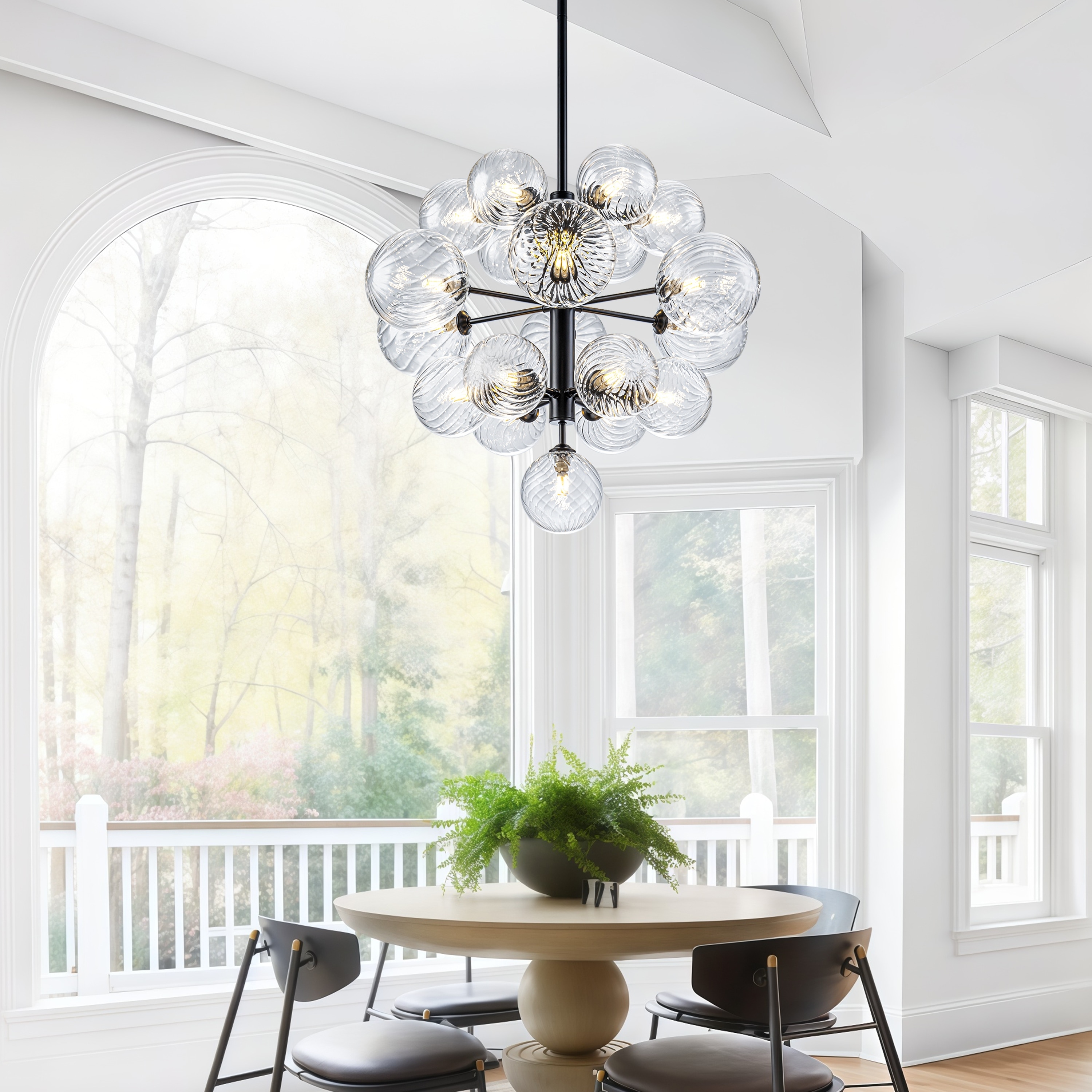 Starsky 19-Light Glam Tiered Cluster Clear Swirled Bubble