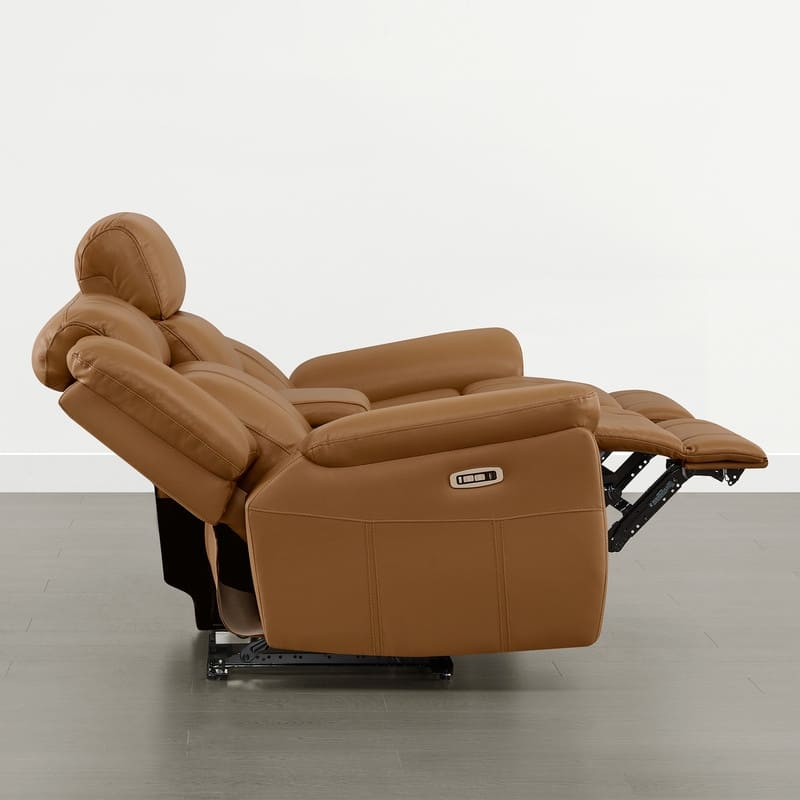 Spruce & Spring Genuine Leather Power Reclining Sofa with Optional Console & Flip-Down Table