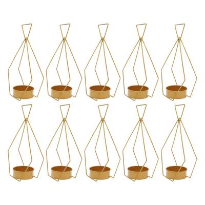 10-Pieces Golden Geometric Metal Vases