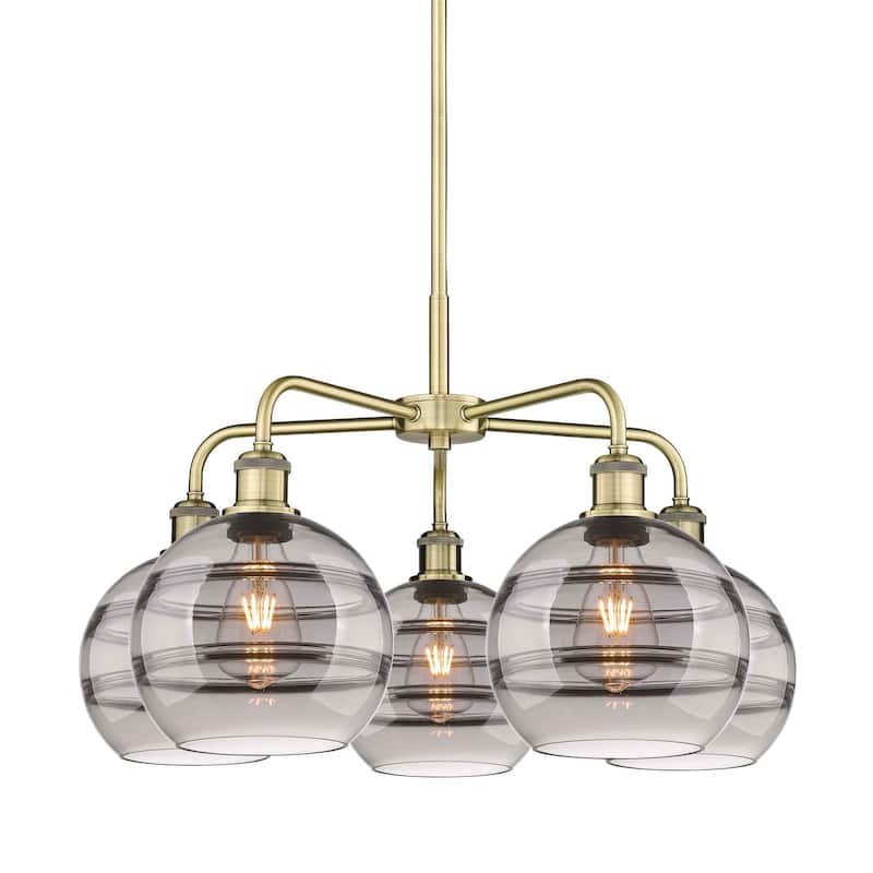 Innovations Lighting 516-5CR-16-26 Rochester Chandelier Rochester 5 - Antique Brass / Light Smoke