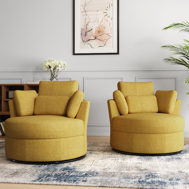 Upholstered Barrel Swivel Accent Chairs