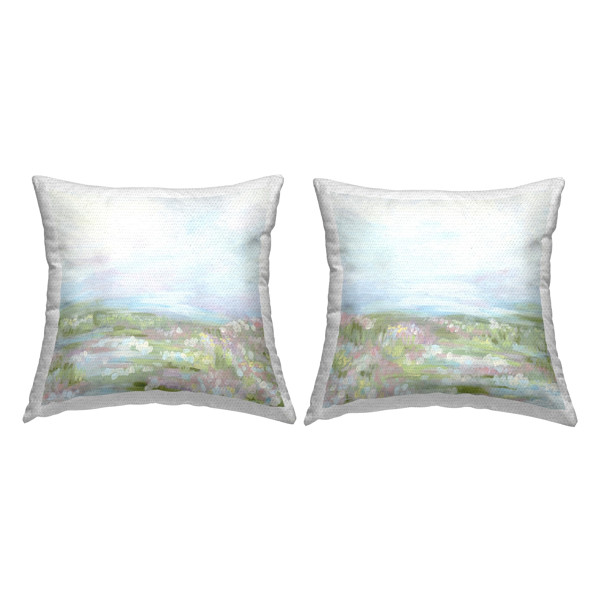Stupell Pastel Abstract Spring Field Printed Outdoor Throw Pillow Design by Lil' Rue (Set of 2)