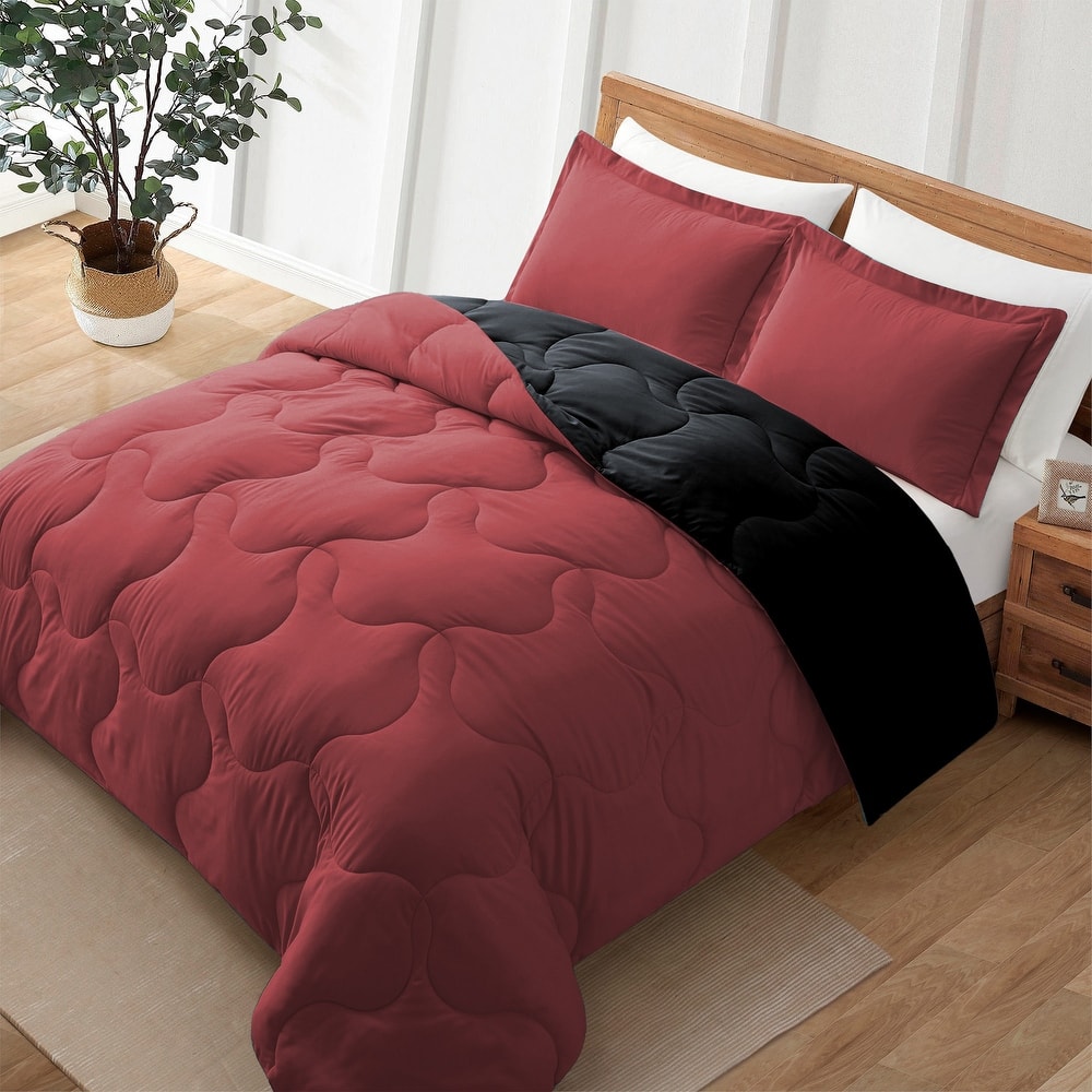 Lightweight Reversible Microfiber Down Alternative Comforter Set