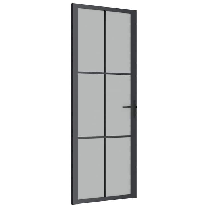 vidaXL Glass Door Interior Door with Alloy Handle ESG Glass and Aluminum Black