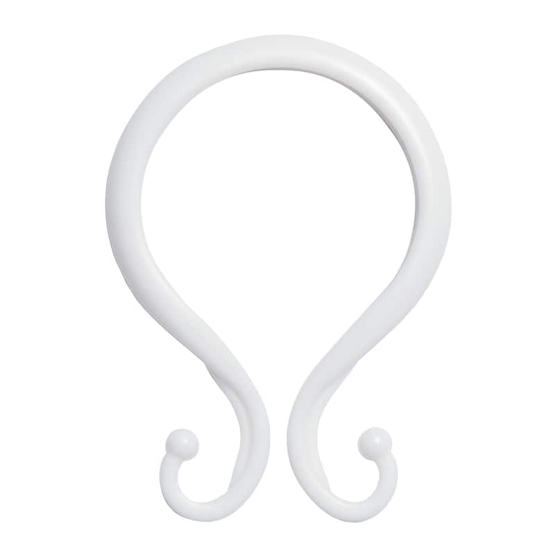 Kenney Shower Curtain Double Hooks, Set of 12 - White