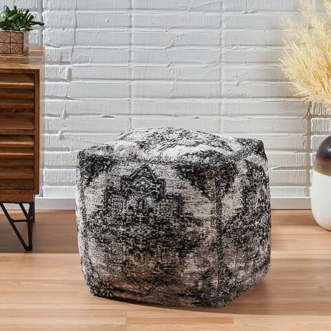 Decker Hand-Loomed Boho Fabric Cube Pouf by Christopher Knight Home