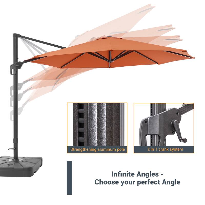 LIVOOSUN 11ft Patio Offset Umbrella Cantilever Umbrella with Base